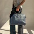 Prada Saffiano Leather Briefcase Bag - Dark Navy Blue