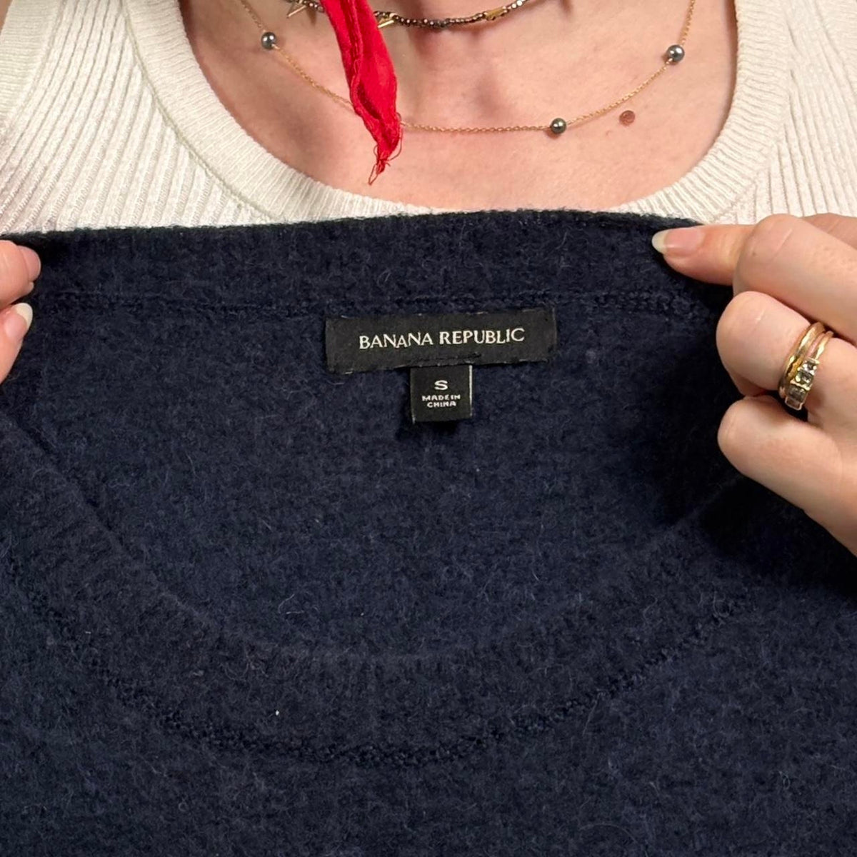 Vintage Navy & White Wool Blend Sweater | Banana Republic | Size Small