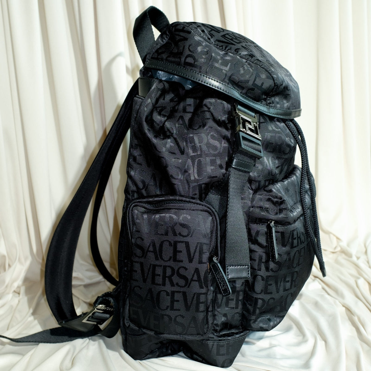 Versace Allover Neo Nylon Backpack Black NWT