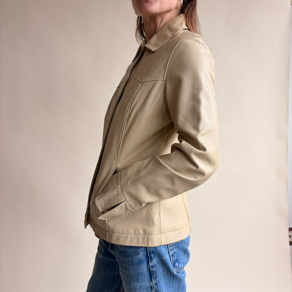 Pamala McCoy Cream Leather Jacket - NWT, Size XS