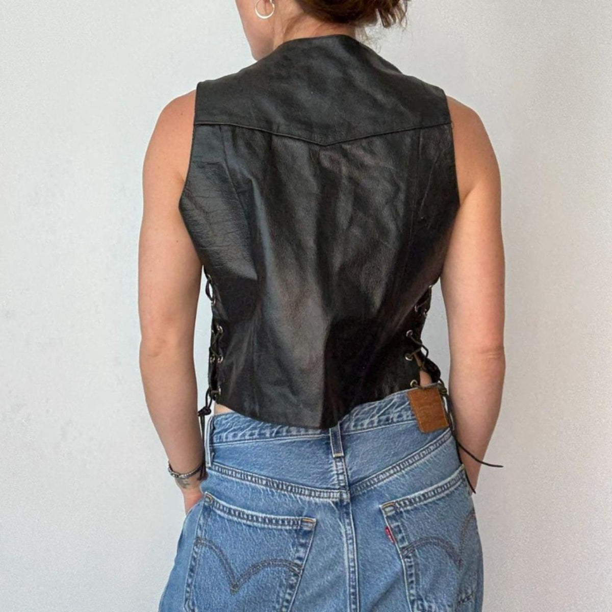Vintage Zony Inc. Black Leather Motercycle Vest