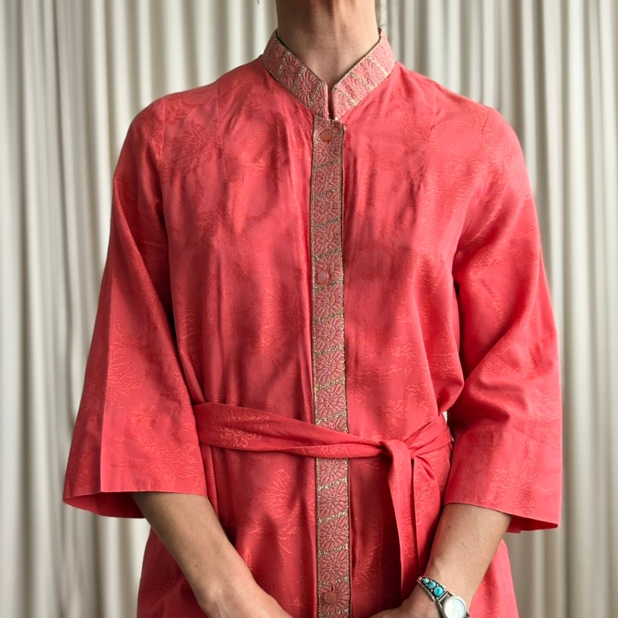 Julius Lonseheiy Coral Maxi Tunic - Floral, Gold Trim, 3/4 Sleeve, Fits M