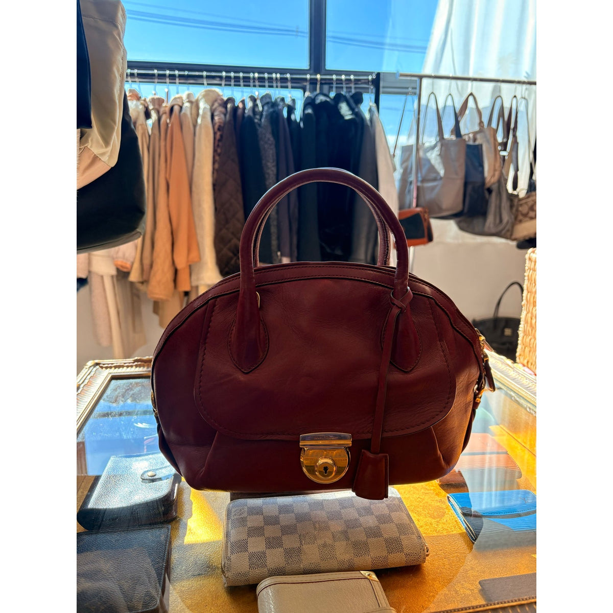 Salvatore Ferragamo Burgandy Fianna Satchel