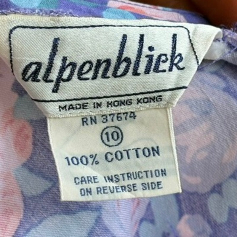 Alpenblick Pink & Purple Floral A-Line Dress - Cotton Size 10 (Fits S)