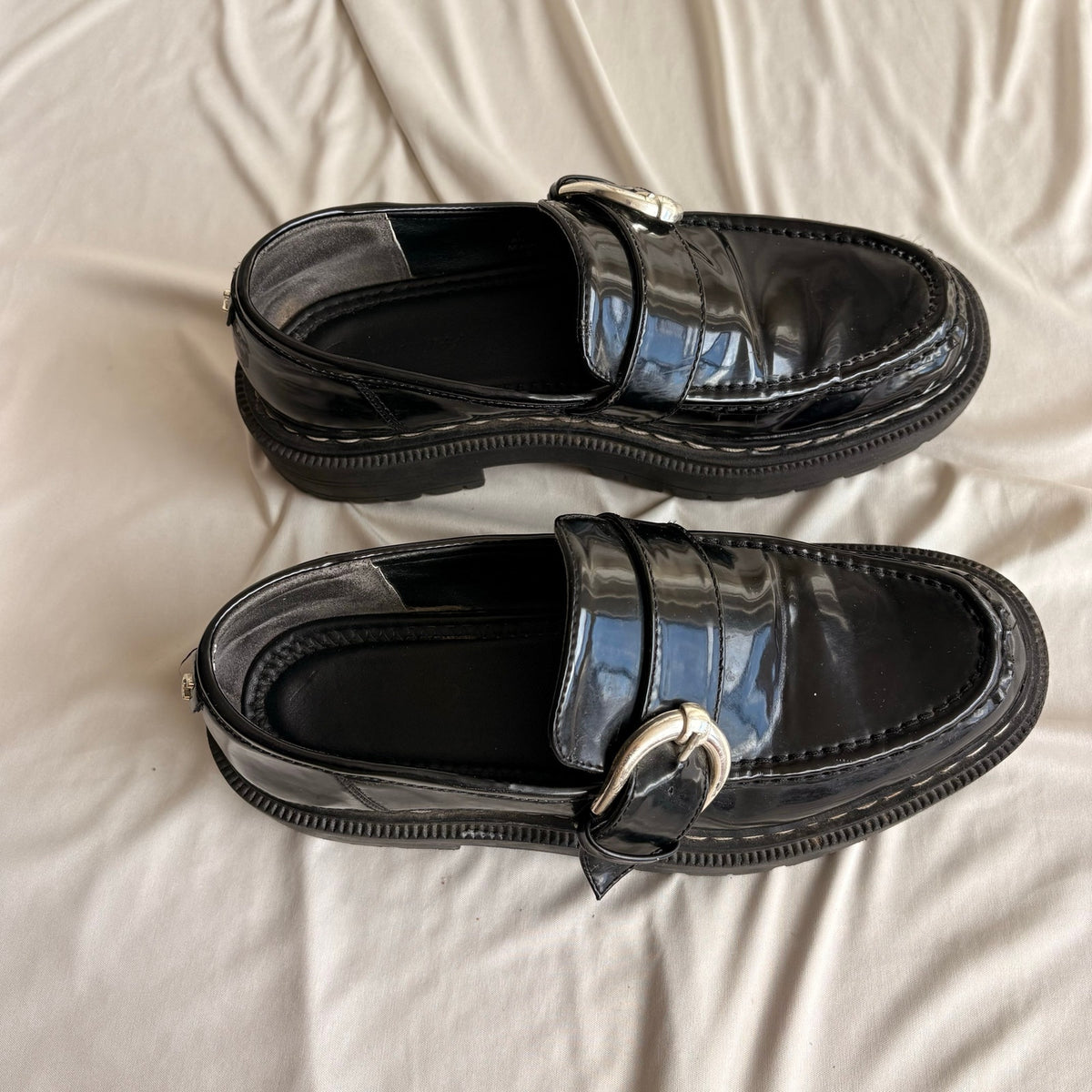 Circus by Sam Edelman Everly Loafer - Chunky Black Patent, Buckle, 7.5