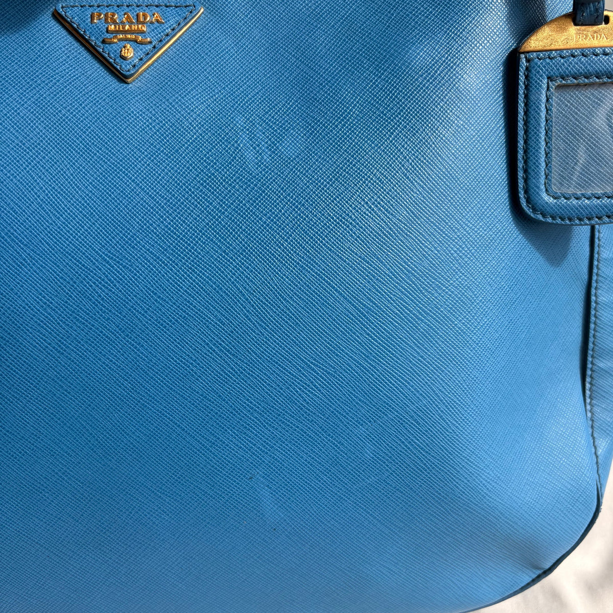 Prada Saffiano Lux Leather Shoulder Bag - Cobalt Blue