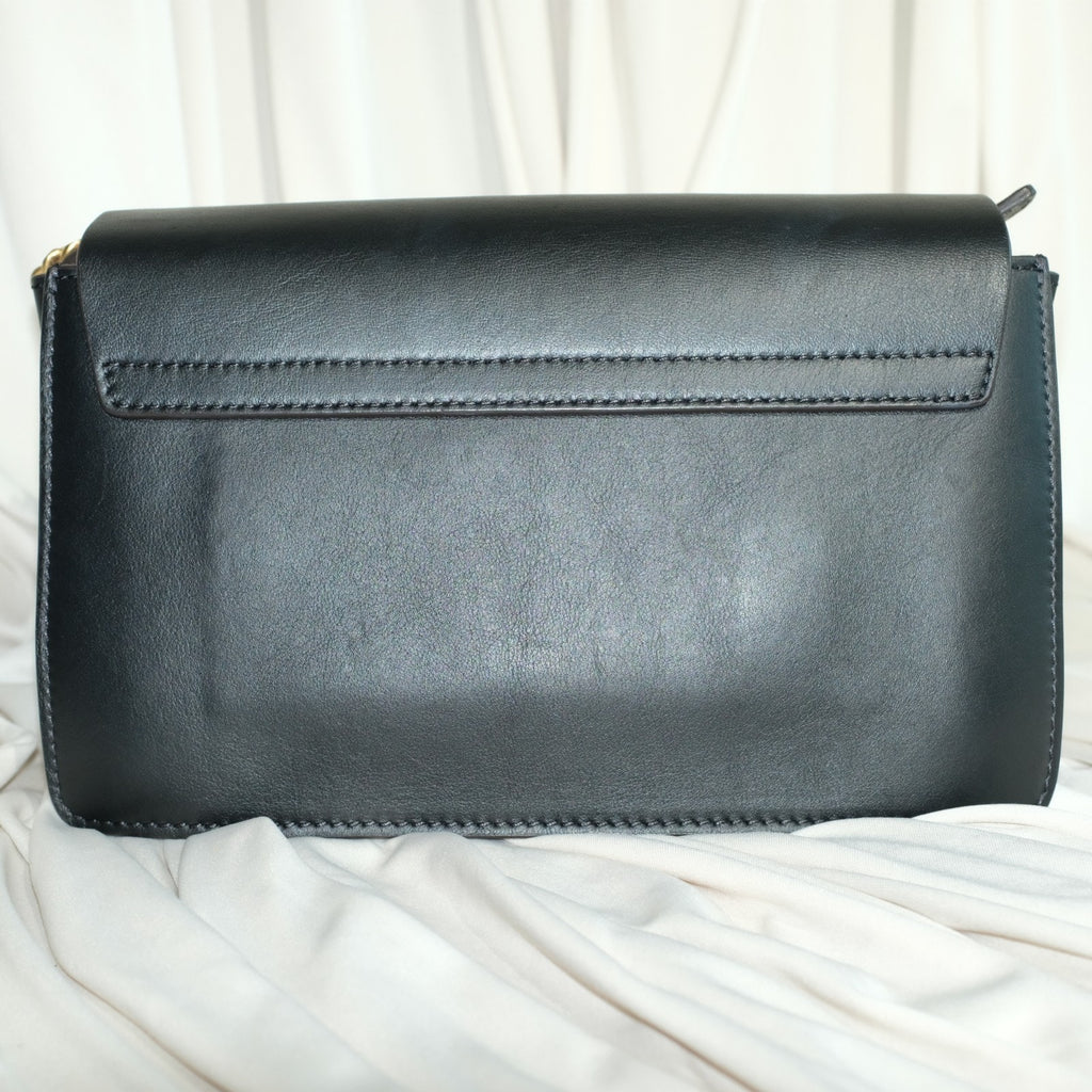 Chloe Brown Studded Suede Faye Crossbody Bag Black Leather