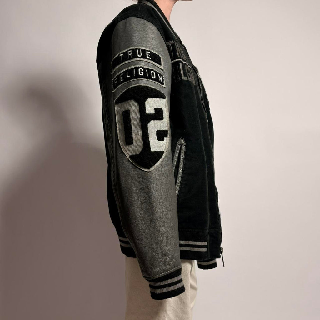 True Religion Varsity Jacket - Black/Grey, Size XL