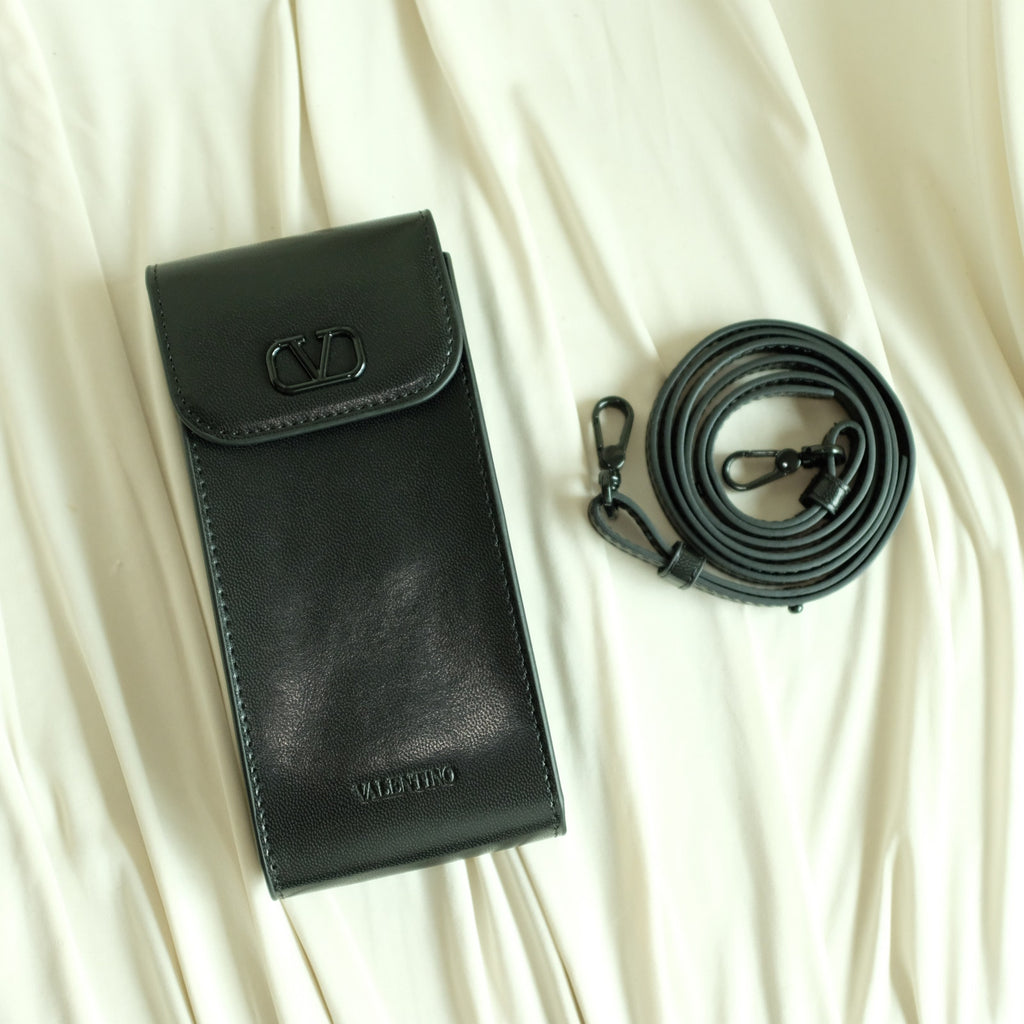 Valentino Crossbody Bag - Black Leather, Gunmetal Hardware