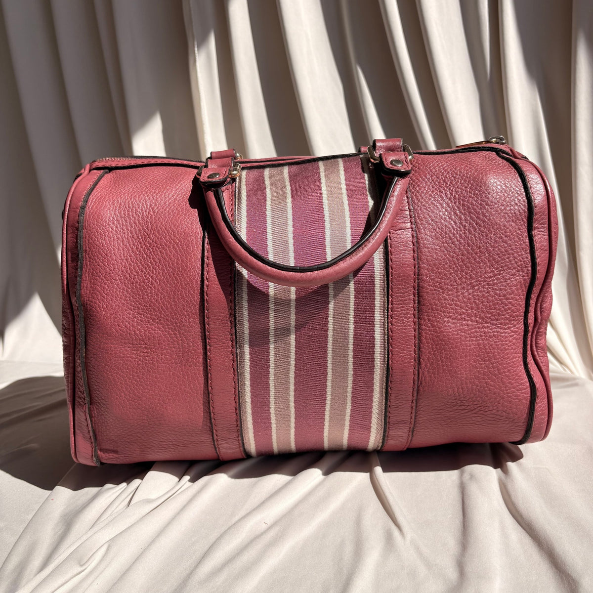 Gucci Web Joy Boston Bag Satchel - Pink Leather, Canvas Web Detail