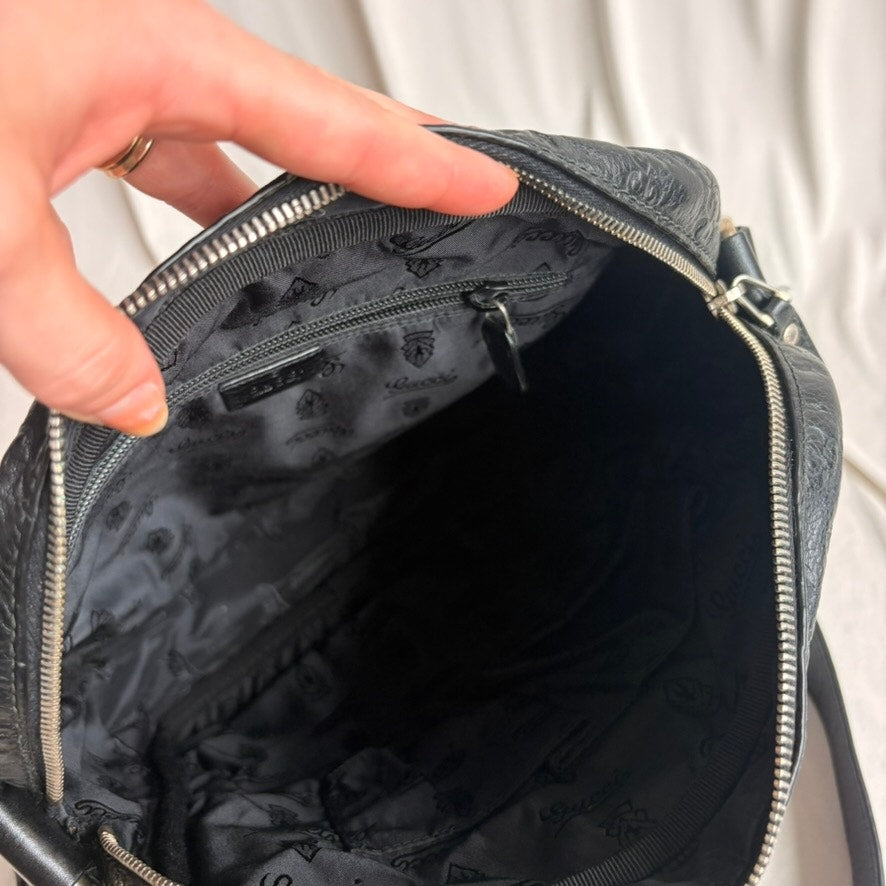 Gucci Crossbody Messenger Bag - Guccissima Leather, Black, Silver Hardware