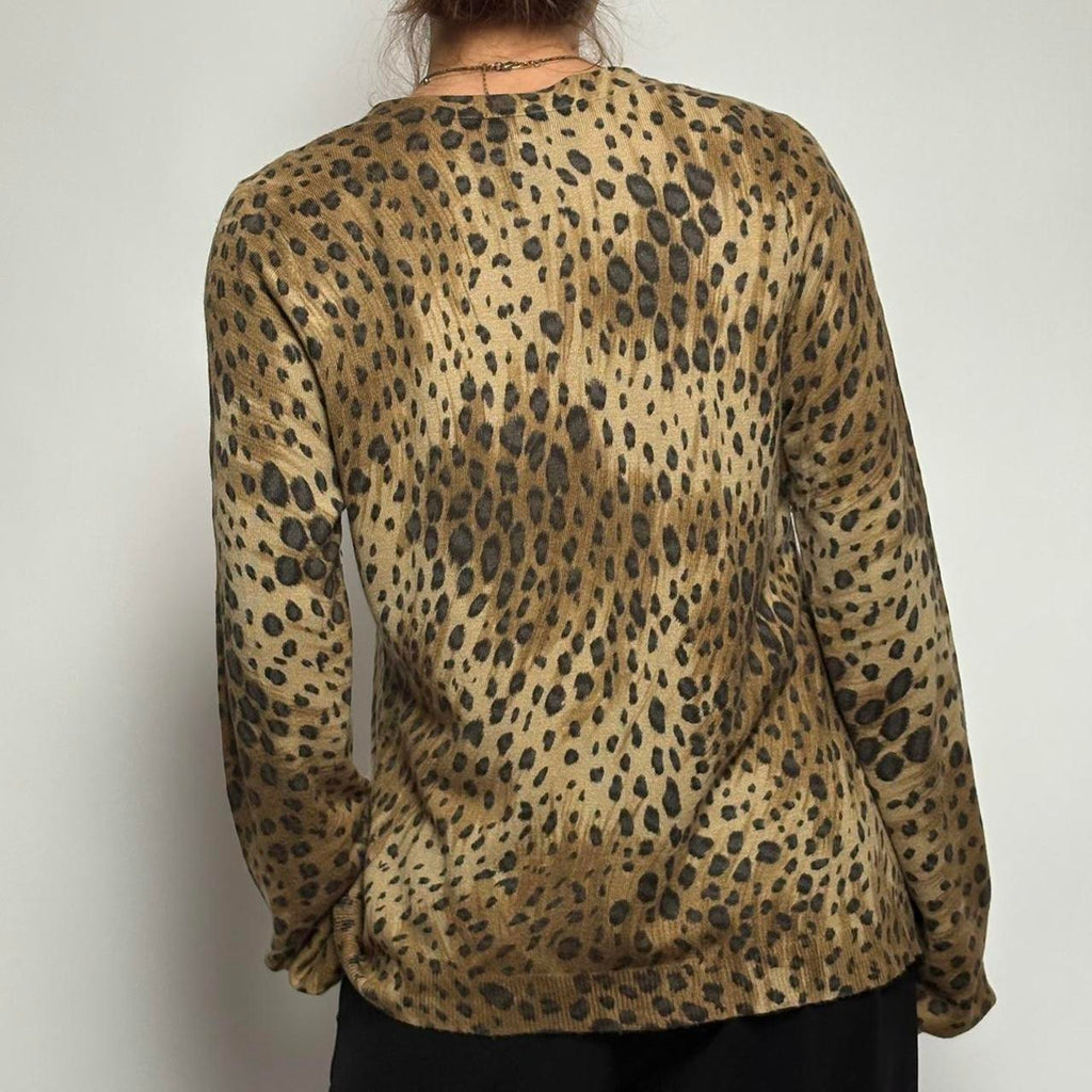 Josephine Chaus Cheetah Print Cardi ~ Silk Blend - L