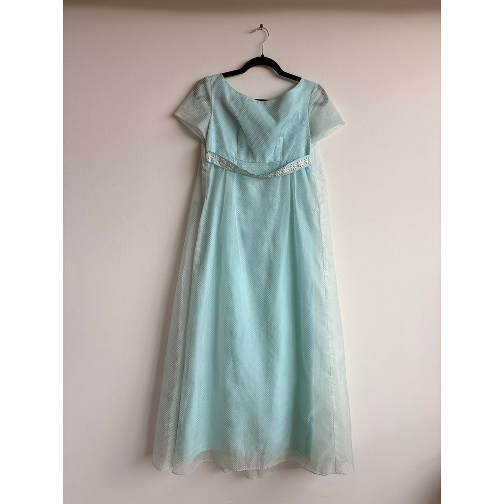 Vintage Lorrie Deb SF Mint Swiss Dot Empire Waist Maxi Dress