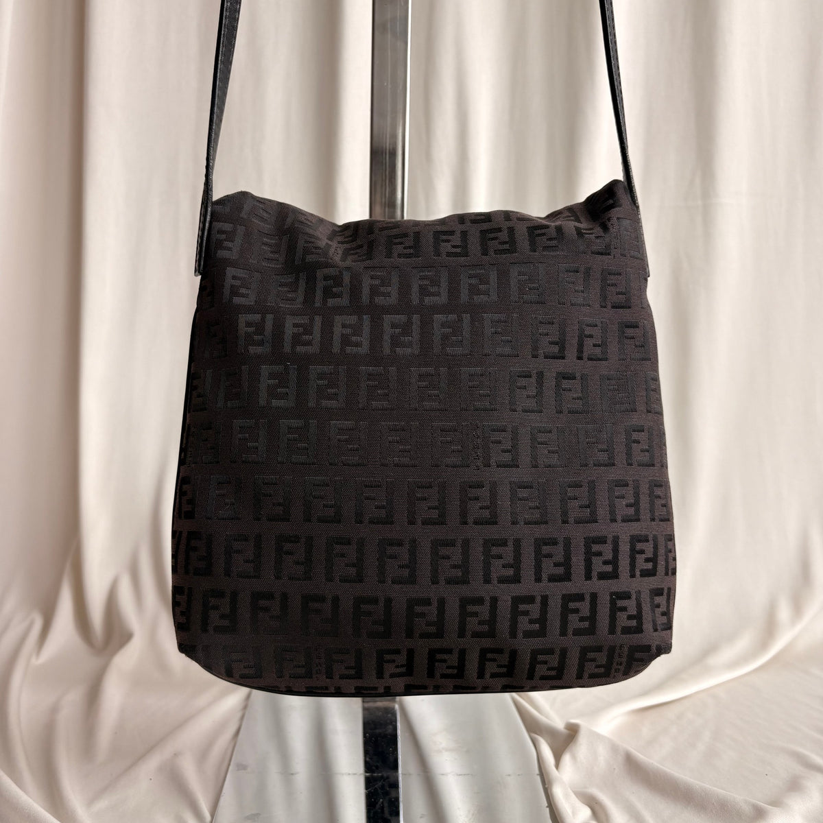 Vintage Fendi Zucchino Black & Brown Mama Baguette Bag