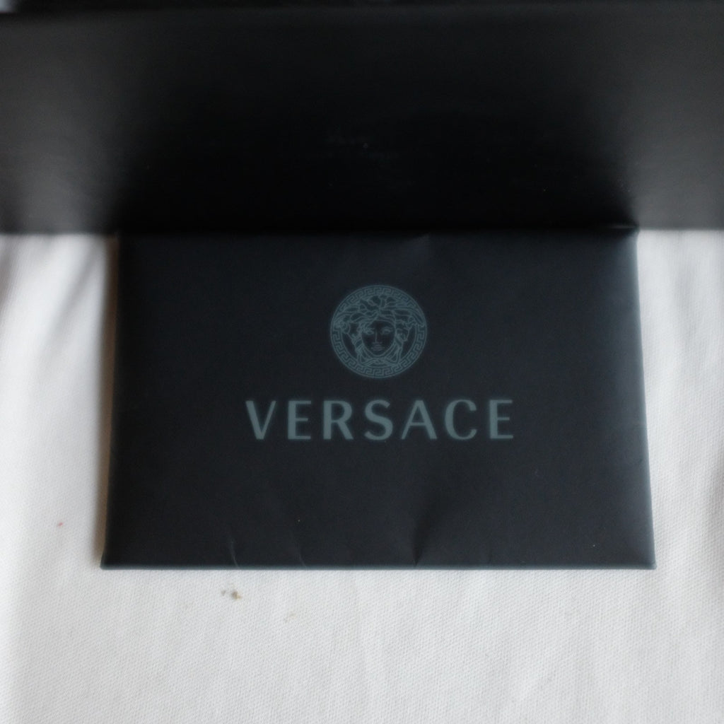 Versace La Greca Mini Bag Coated Canvas Monogram & Calf Leather -Black + Gray
