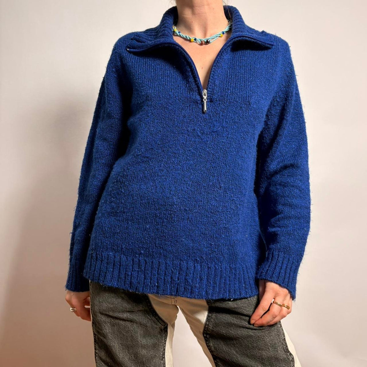 Vintage Karen Scott Quarter-Zip Sweater - Cobalt Blue