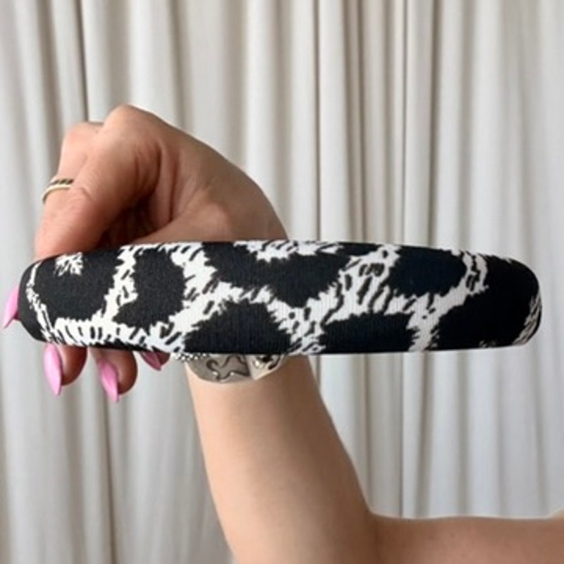 Black & White Padded Headband - Abstract Spot Print, 90s Vintage