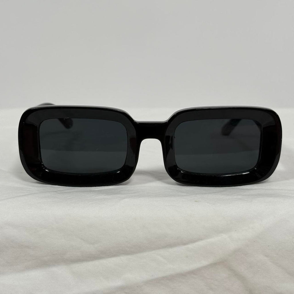 Chunky Black Rectangular Sunglasses - Rounded, UV400