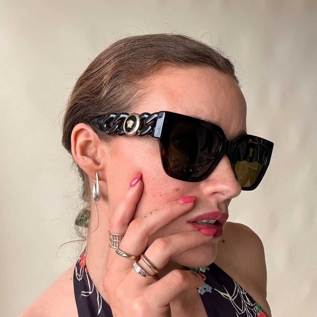 Versace Wayfarer Sunglasses - Dark Havana/Brown