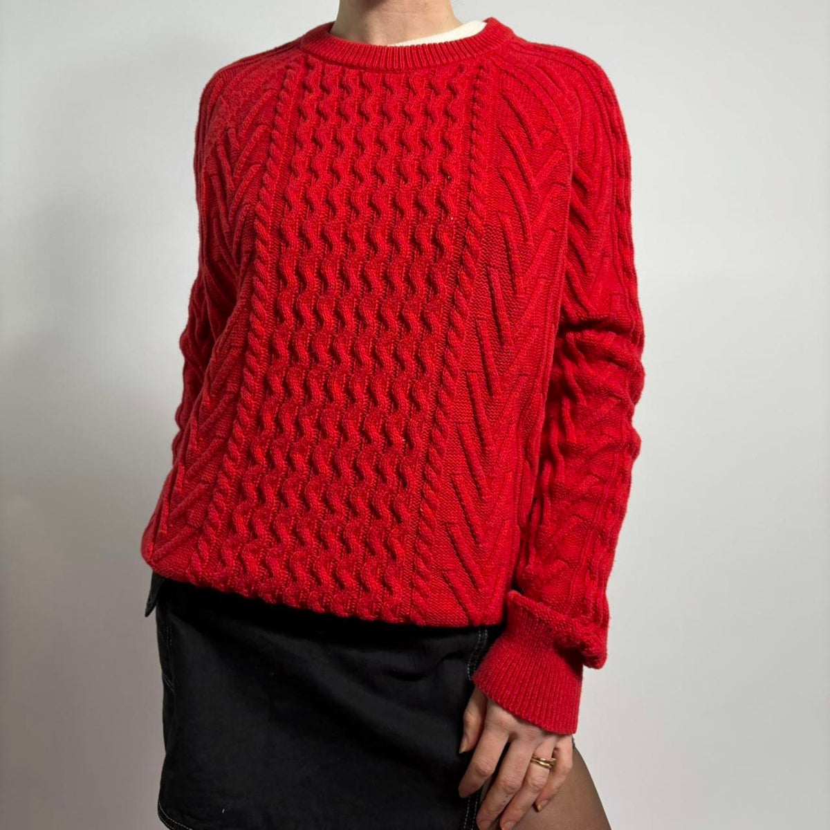 Gap Red Fisherman Cable Knit Sweater - Size Large