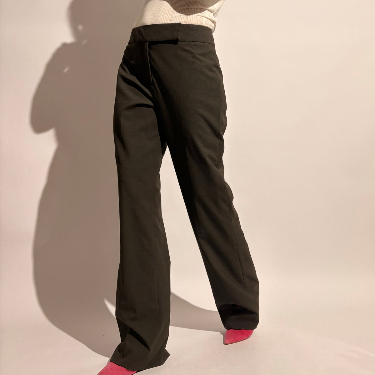 Dark Grey Mid Rise Flared Trousers - 4