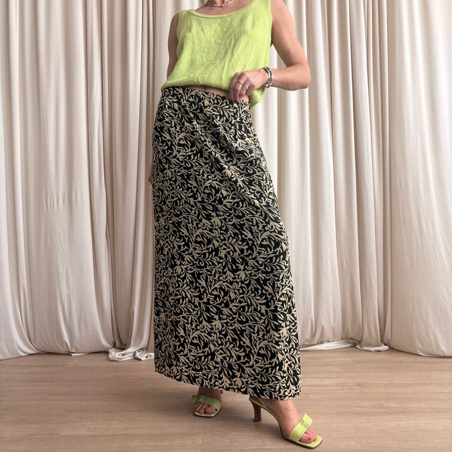 Banana Republic Abstract Floral Maxi - Black/Tan - Size 12 (Fits M)