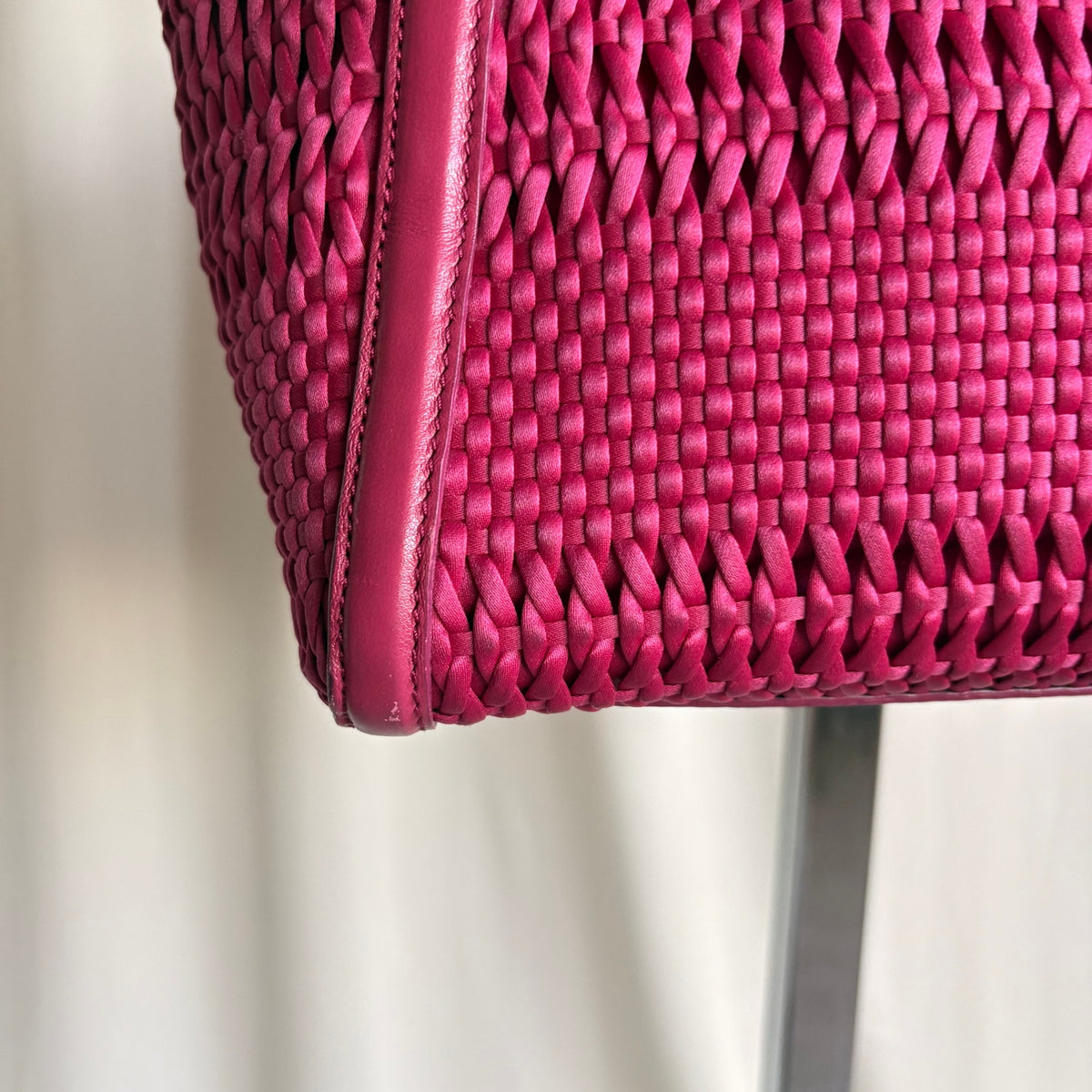 Salvatore Ferragamo Verve Pink Woven Satin Tote