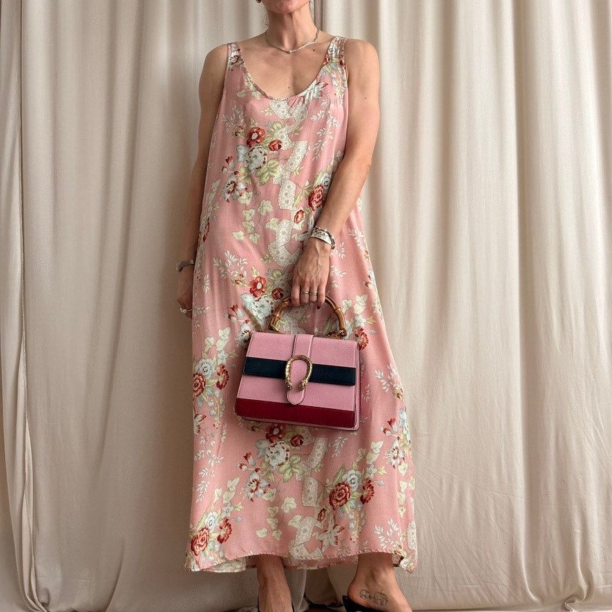 Gail Garner Slip Dress - Pink Floral, 90s - Size Large