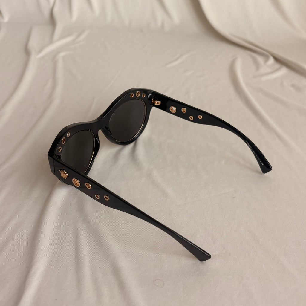 Versace Rock Ring Cat-Eye Sunglasses - VE4320, Black, Brand New