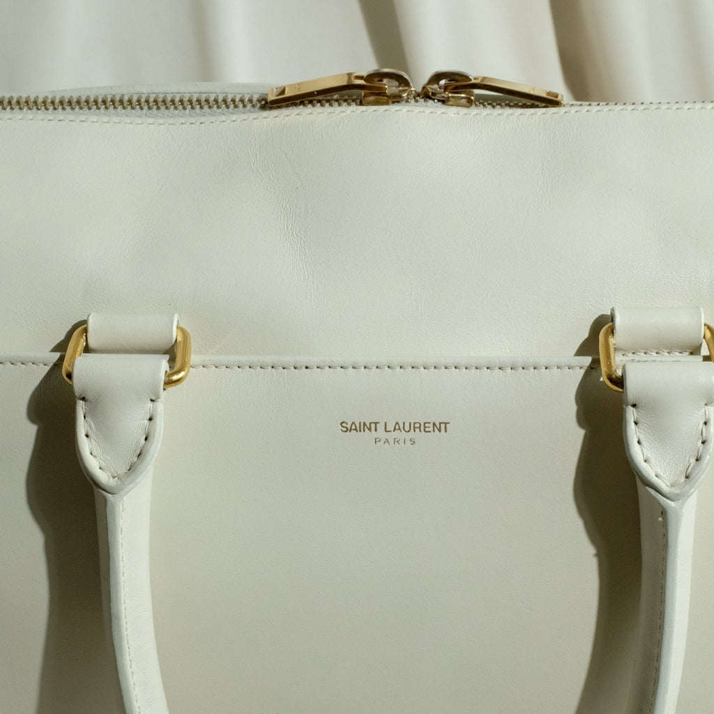 Saint Laurent (YSL) Classic Duffle 6 – White Calf Leather Handbag