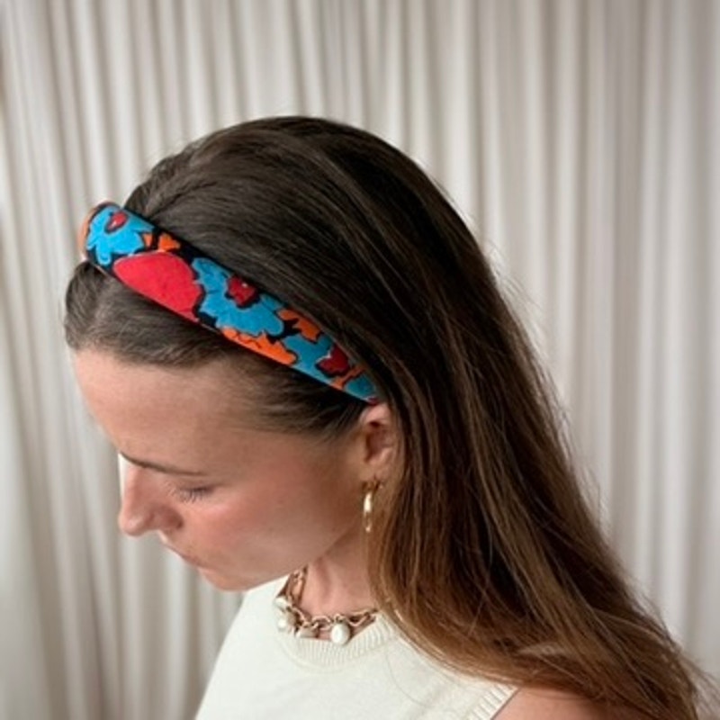 Padded Floral Headband - Multicolor, 80s/90s Vintage
