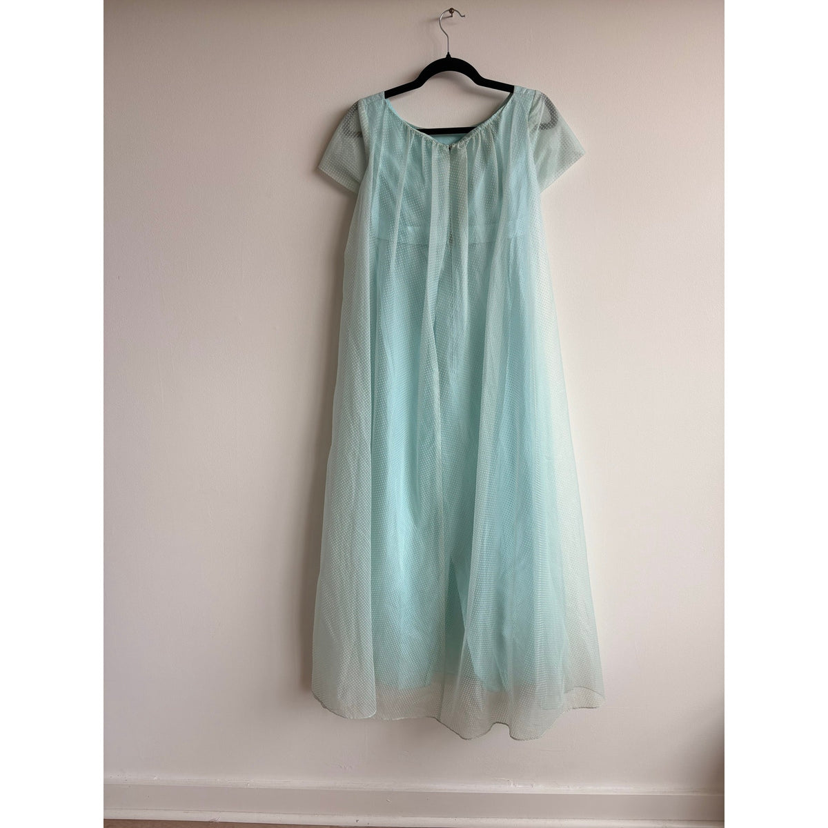 Vintage Lorrie Deb SF Mint Swiss Dot Empire Waist Maxi Dress