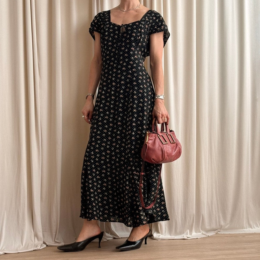 Mica Sweetheart Ruffle Dress - Puff Sleeves, A-Line, Fits Large, 90s Vintage
