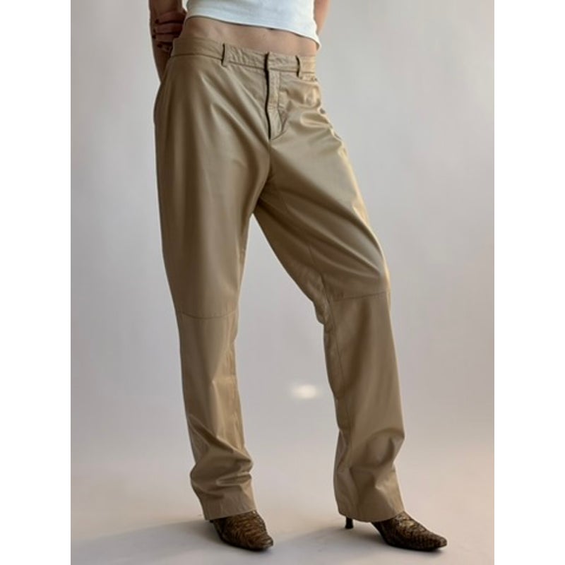 Vintage Nine West Tan Leather Straight Leg Pants
