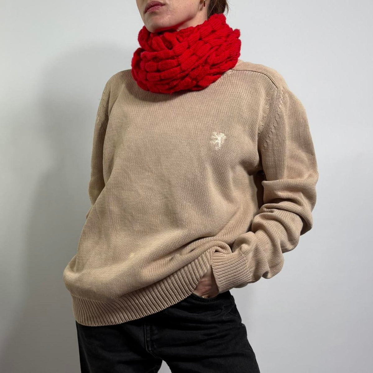 Echo Cherry Red Circle Scarf - Acrylic