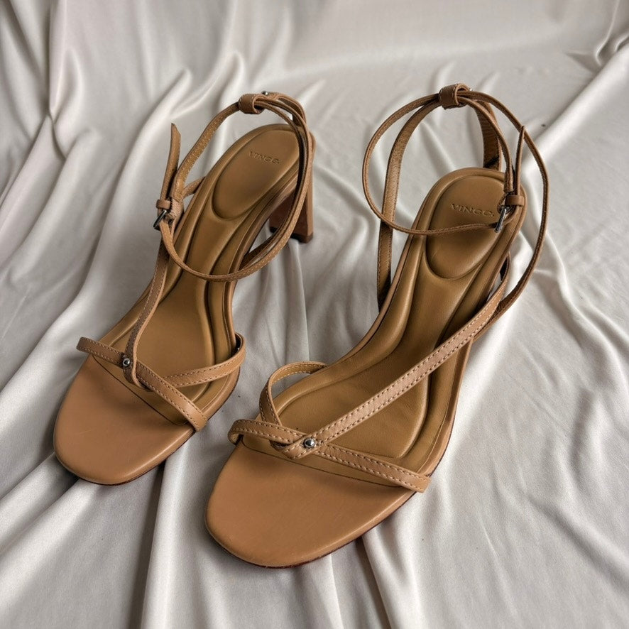 Vince Marilyn Strappy Sandals - Sable Beige Leather, Size 8