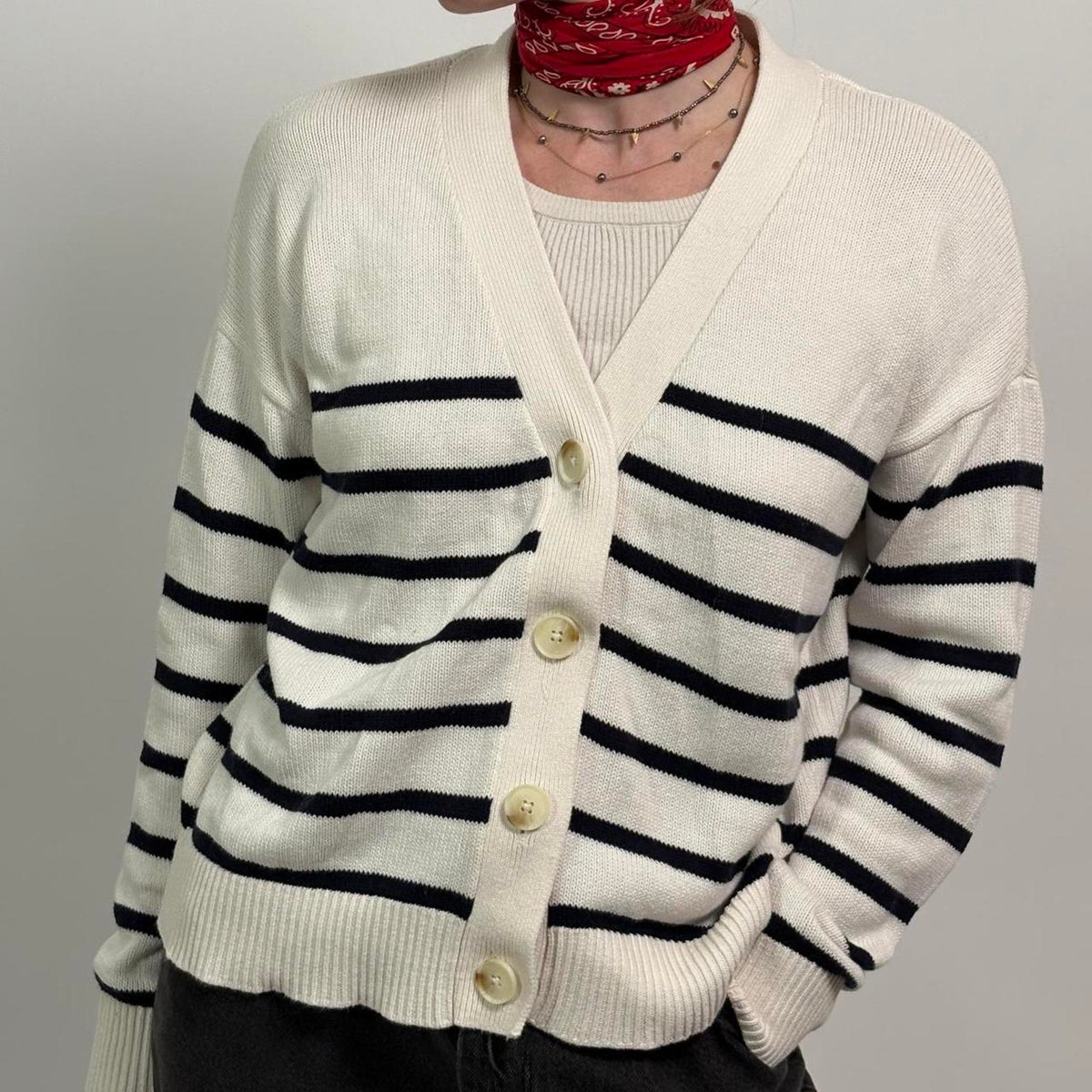 The Loft Navy & White Striped Cardigan | Classic Cotton