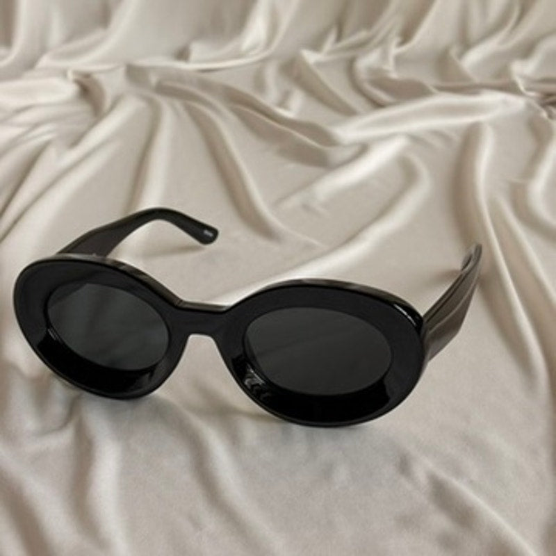 Chunky Oval Sunglasses - Black Frame & Lenses, UV400