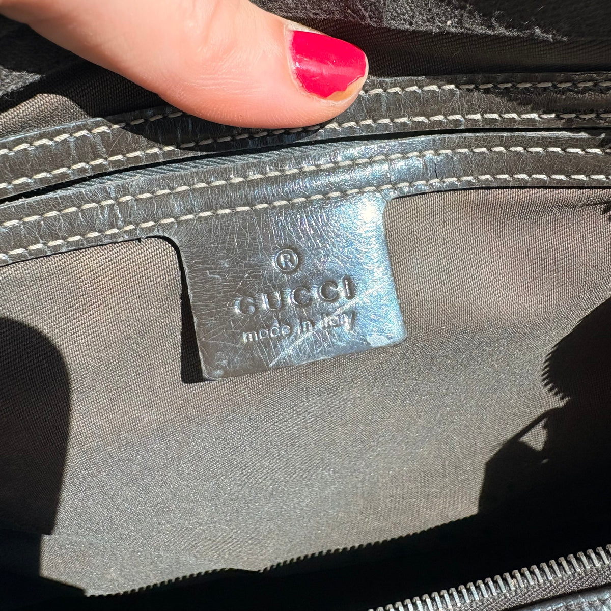 Gucci Joy Boston Bag - GG Supreme Coated Canvas, Dark Brown Patent Leather Trim