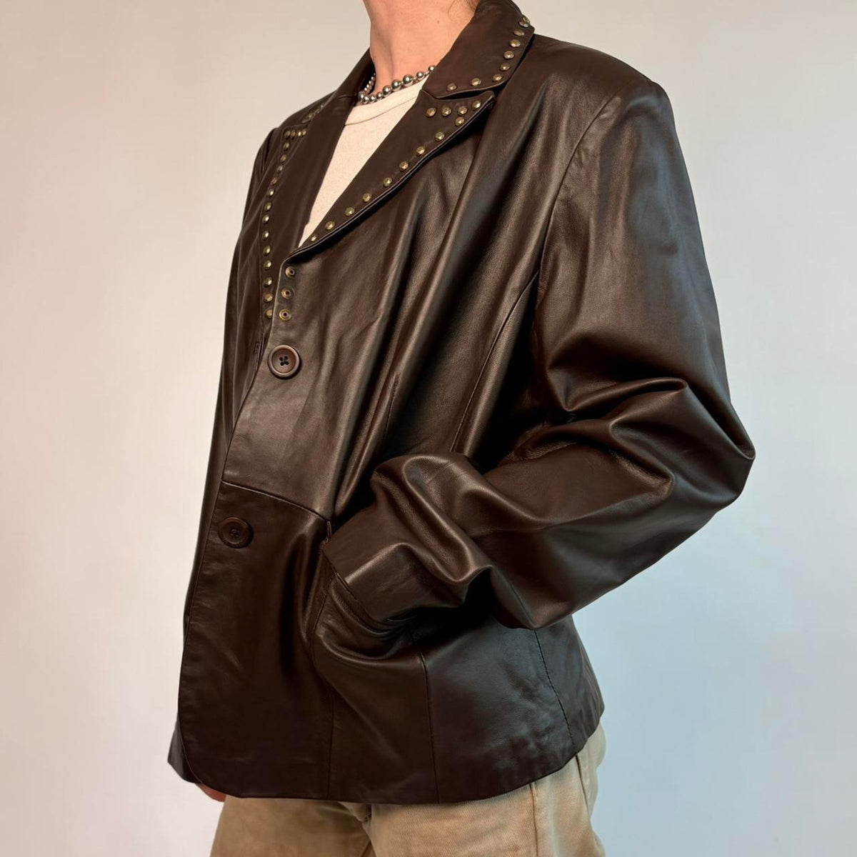 Willi Smith Brown Lamb Leather Jacket - Size XL