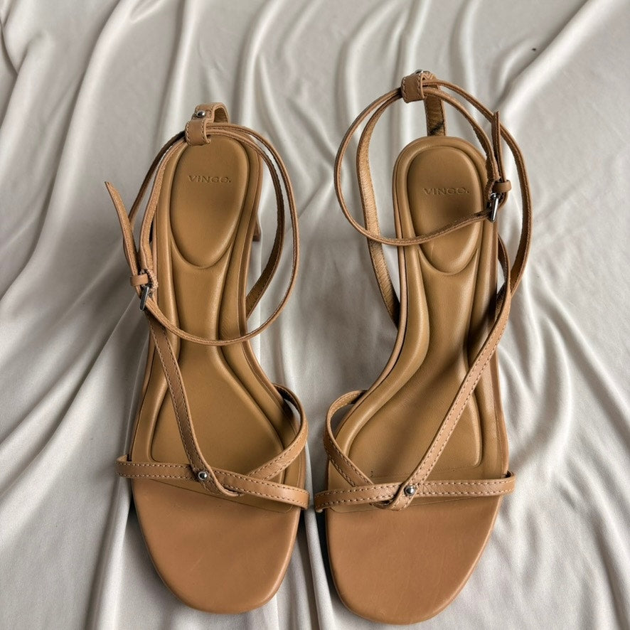 Vince Marilyn Strappy Sandals - Sable Beige Leather, Size 8