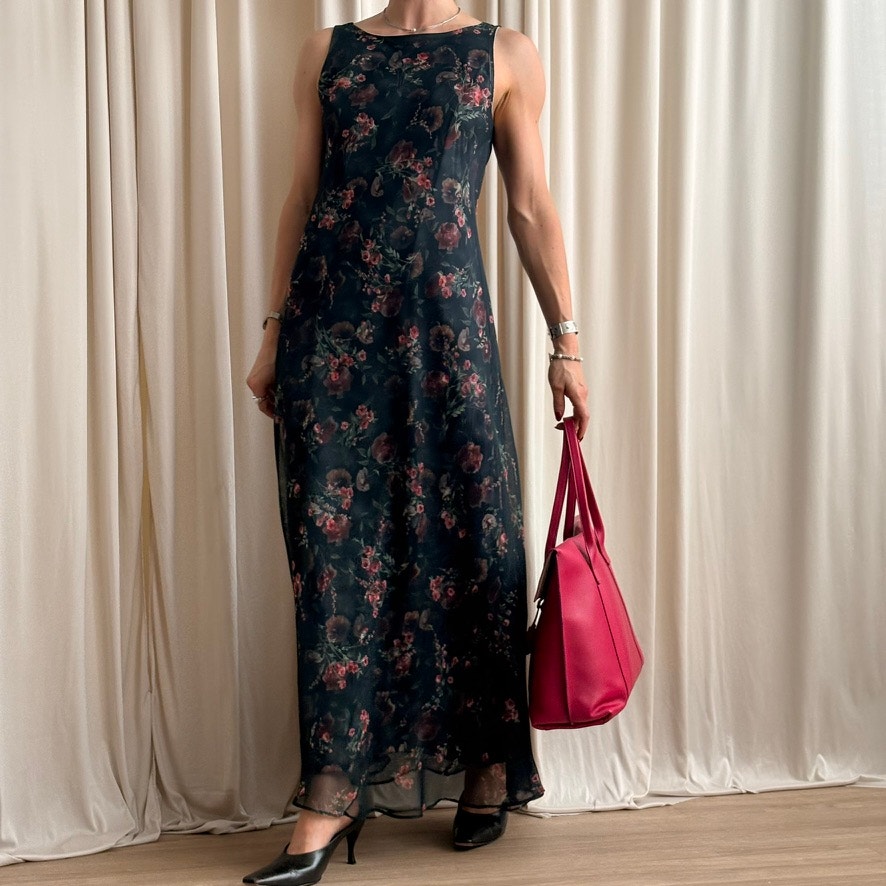 Alyn Page Black Floral Maxi - NWT, Made in USA, Size 11/12 (Fits L)