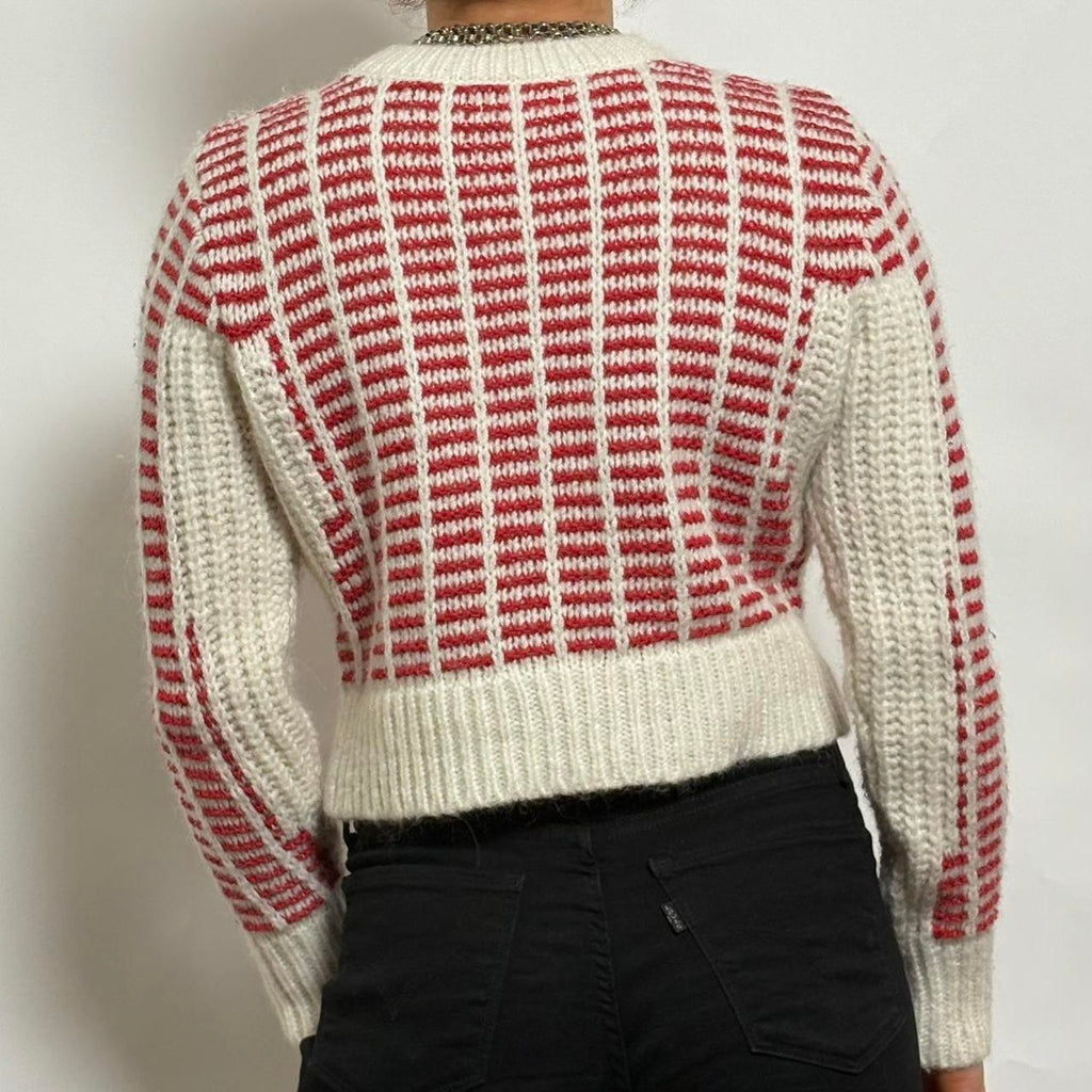 Cooperative Red Geometric Crop Sweater - XS