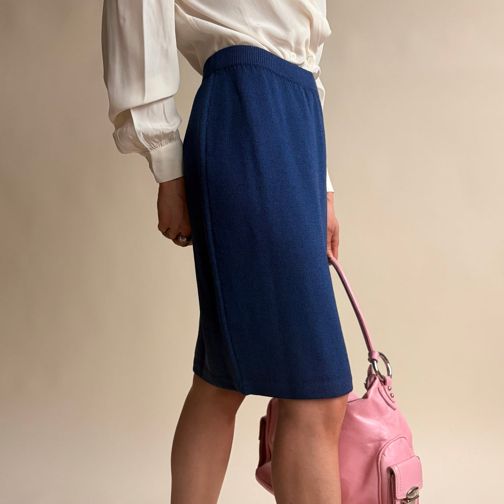 St. John's Royal Blue Knit Pencil Skirt - Elastic Waist, Size 4