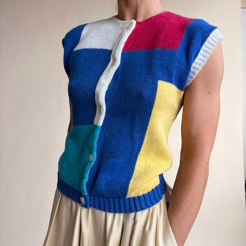 Eagles Eye Patchwork Sleeveless Cardigan - Size 34 (Fits Small)
