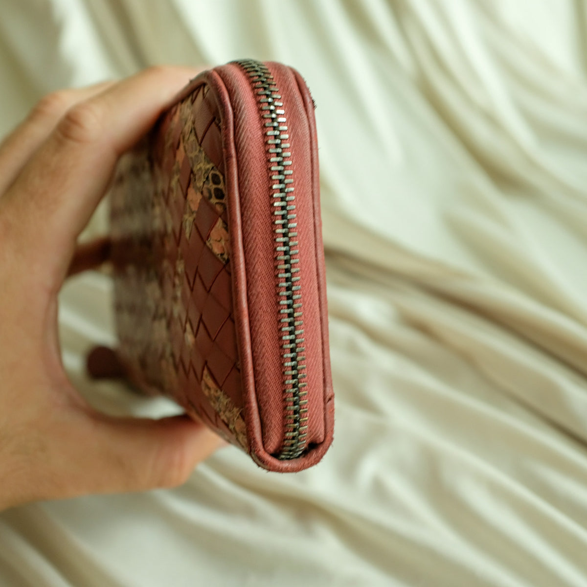 Bottega Veneta Intrecciato Zip Wallet - Multicolor, Nappa Leather, Snakeskin