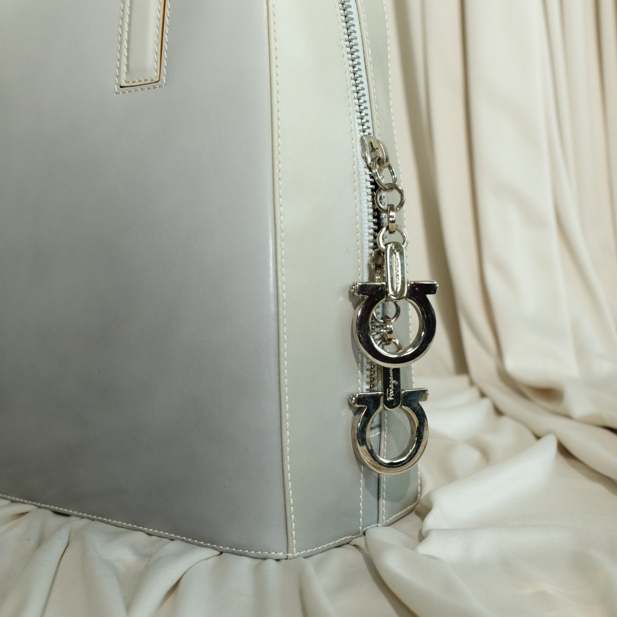 Salvatore Ferragamo Gradient Gray Tote - Structured Leather, Gancini Hardware