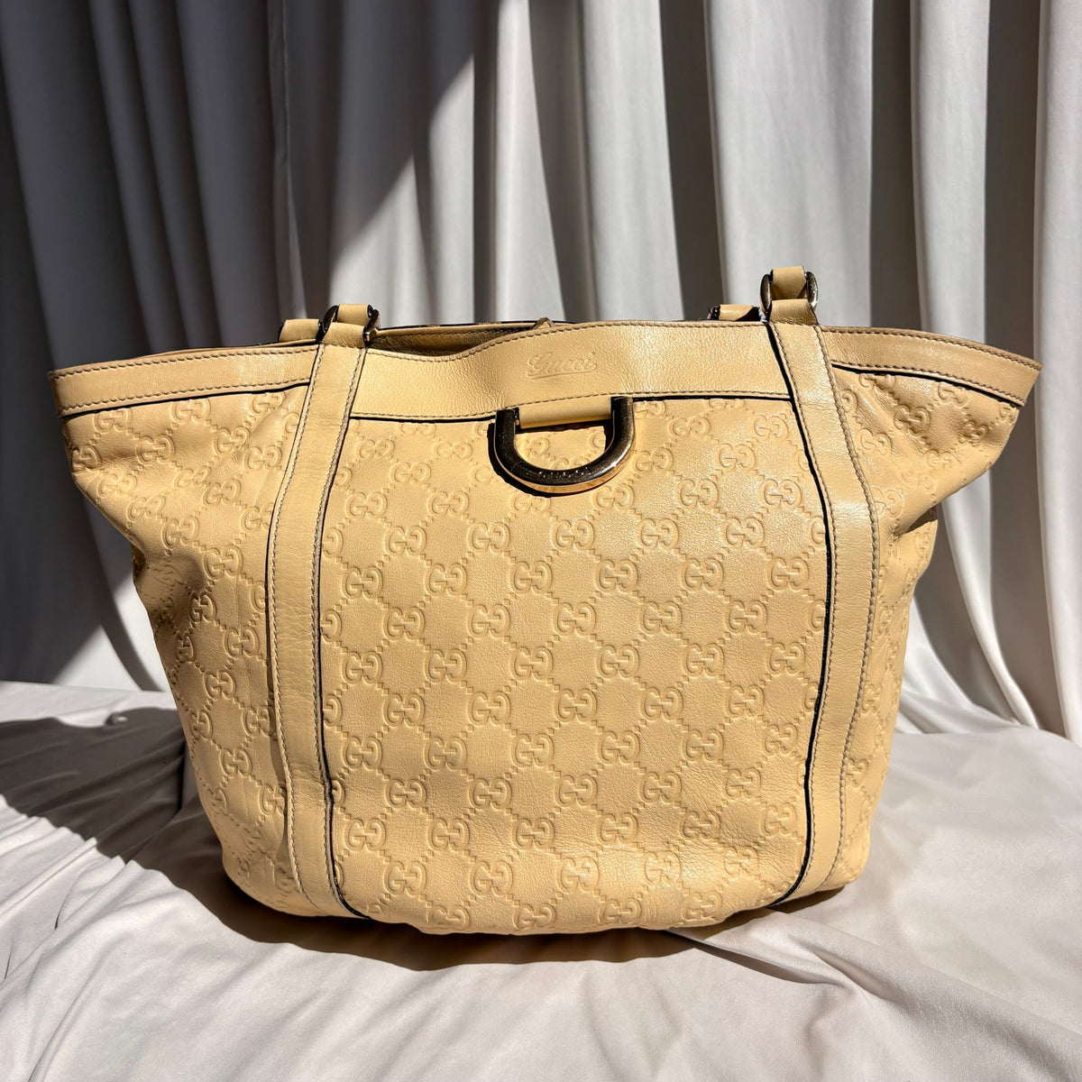Gucci Abbey Tote - Guccissima Leather, Yellow, D-Ring Detail