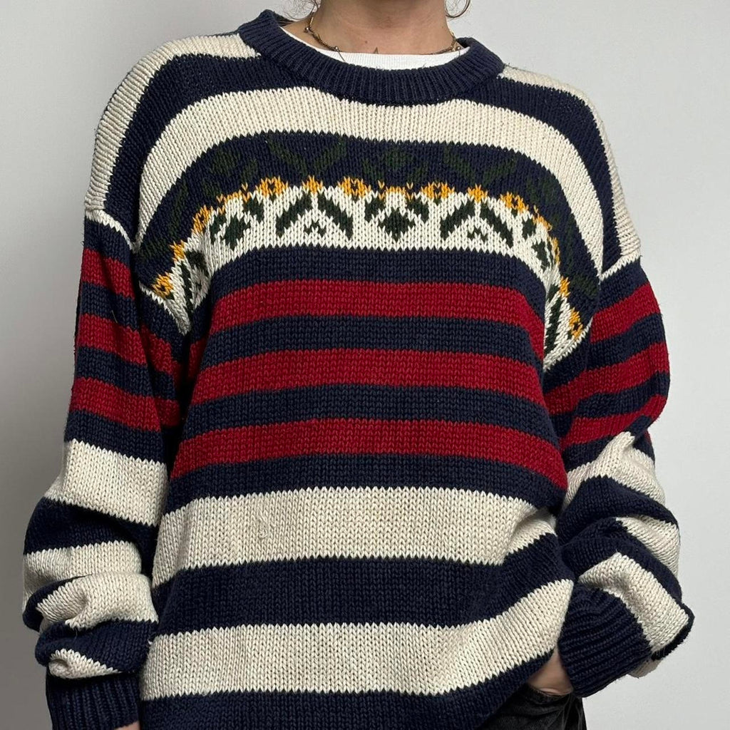 Vintage American Eagle Fair Isle Sweater | Patriotic Stripes