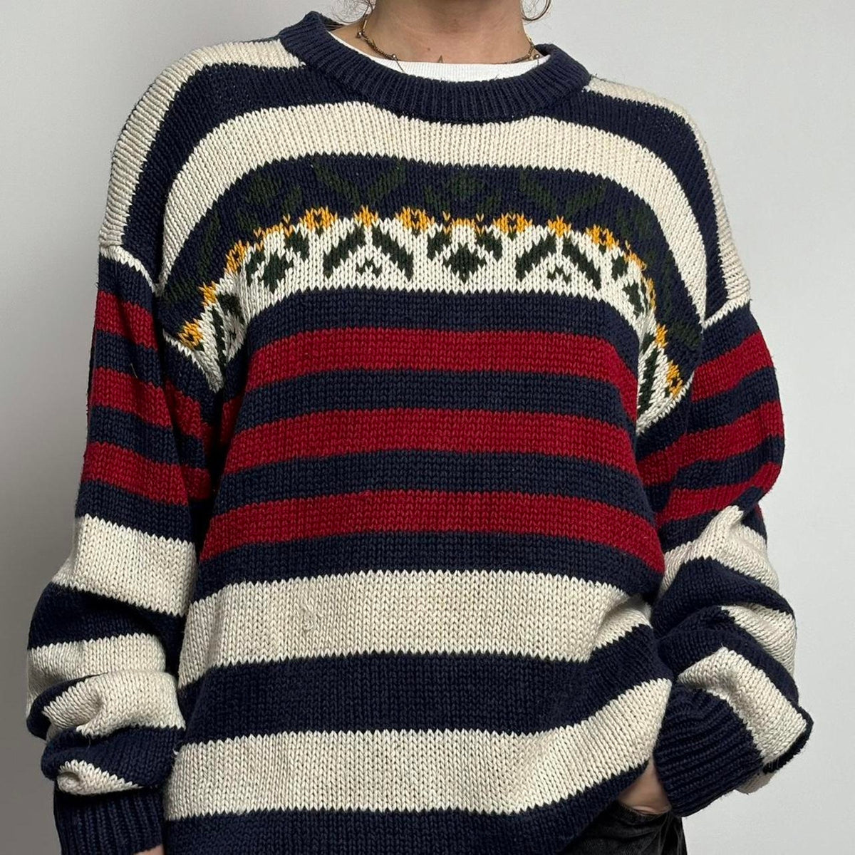 Vintage American Eagle Fair Isle Sweater | Patriotic Stripes